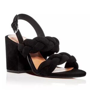 Rebecca Minkoff Candace Black Suede Slingback Block Heel Sandals, Size 10.5